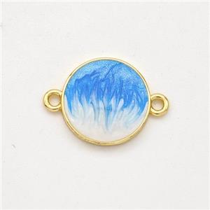 Copper Circle Connector Blue Painted 18K Gold Plated, approx 12mm