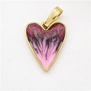 Copper Heart Pendant Painted 18K Gold Plated, approx 12-15mm