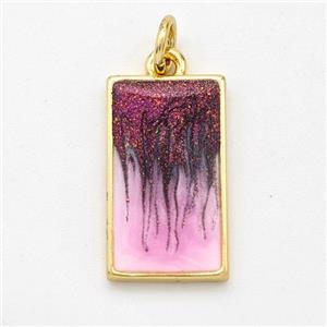 Copper Rectangle Pendant Painted 18K Gold Plated, approx 10-17mm