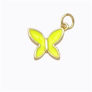 Copper Butterfly Pendant Yellow Enamel Gold Plated, approx 10-11mm