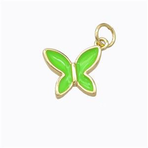 Copper Butterfly Pendant Green Enamel Gold Plated, approx 10-11mm