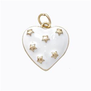 Copper Heart Pendant White Enamel Star Gold Plated, approx 15mm