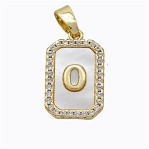 Copper Letter-O Pendant Pave Shell Zirconia Gold Plated, approx 12-16mm