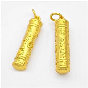 Copper Stick Pendant Chinese Lucky Fu Gold Plated, approx 7.5-30mm