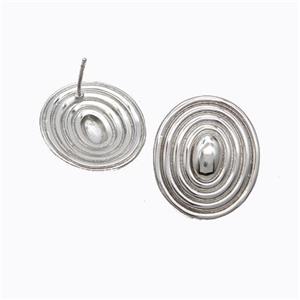 Copper Stud Earrings Rebirth Platinum Plated, approx 21-25mm