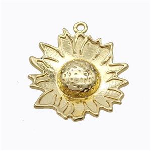 Copper Sunflower Pendant Gold Plated, approx 25-27mm