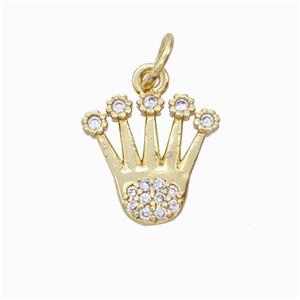 Copper Crown Pendant Micropave Zirconia Gold Plated, approx 13-14mm