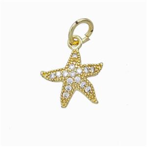 Copper Starfis Pendant Micropave Zirconia Gold Plated, approx 13mm