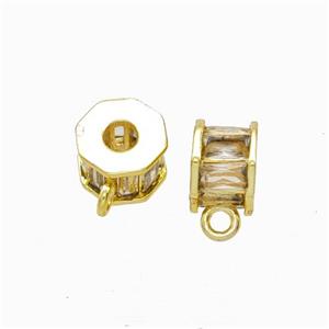 Copper Hanger Bail Micropave Zirconia Gold Plated, approx 7mm, 2mm hole