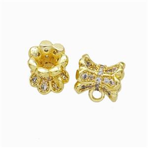 Copper Hanger Bail Micropave Zirconia Gold Plated, approx 7-8mm