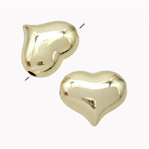 Copper Heart Beads Gold Plated, approx 15-18mm, 2mm hole