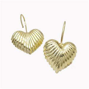 Copper Heart Hook Earrings Gold Plated, approx 25mm