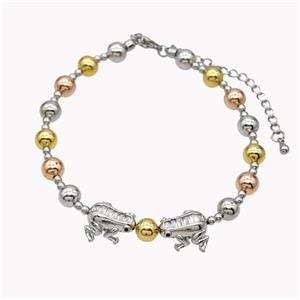 Copper Bracelet With Frog Pave Zirconia Platinum Plated, approx 12-13mm, 6mm