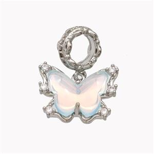 Copper Butterfly Pendant Pave Acrylic Platinum Plated, approx 10-14mm