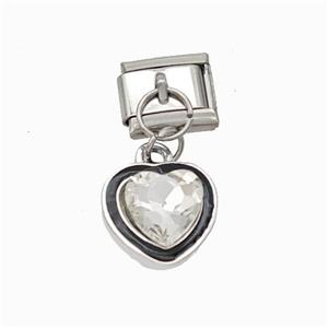 Stainless Steel Pendant, Platinum Plated, approx 12mm, 9-10mm