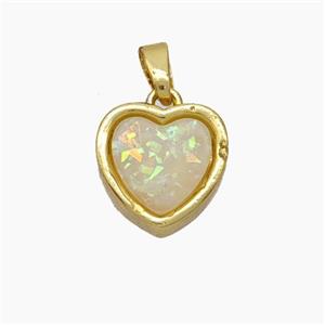 Copper Pendant pave resin heart, gold Plated, approx 11.5mm