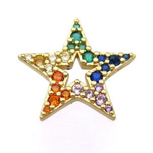 copper star pendant pave zircon, gold plated, approx 14-15mm