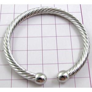 Copper Bangle, Platinum Plated, Nickel Free, Lead Free, inside:50mm dia, tube:5mm, ball:7.5mm