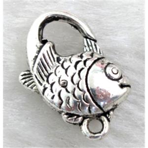 Tibetan Style Alloy Fish Clasp Antique Silver, 14x20mm