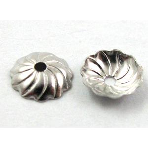 bead-Caps, copper, Platinum Plated, 7mm dia, copper