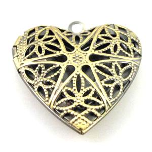 Locket, Heart Pendants, bronze, 25mm dia