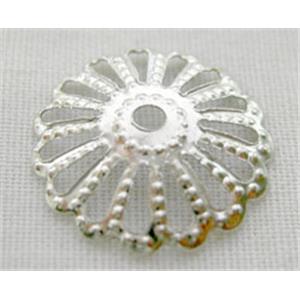 BeadCaps, iron, Nickel Color, 13mm dia, hole:2mm