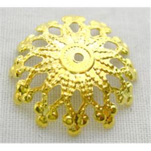 beadcap, gold plated, iron, 16mm dia, 4mm high