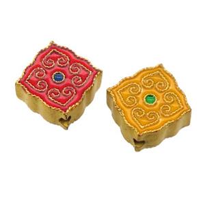 enamel alloy beads, gold plated, approx 11-15mm