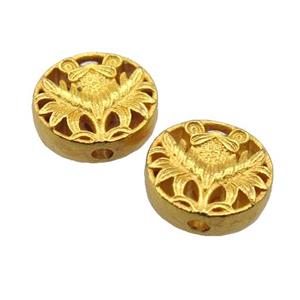 alloy beads, duck gold, approx 10-12mm