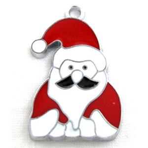 Santa claus pendant, Enamel, alloy, platinum plated, 20x30mm