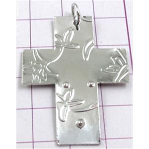 cross Pendants, copper, platinum plated, nickel free, 30x40mm, iron