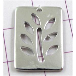 Platinum Plated Tree Pendant, Copper, Nickel Free, 14x20mm