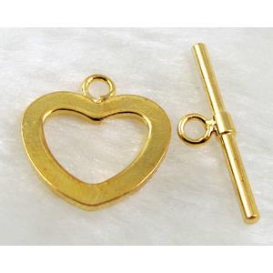 Gold Plated Copper toggle clasp, Lead Free, Nickel Free, 17mm dia, stick:22mm length