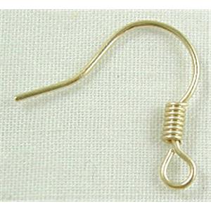 Gold Plated Copper Earring Hook, Nickel Free, 18mm length