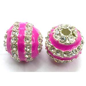 enamel alloy beads, rhinestone, 12mm dia, 2.5mm hole