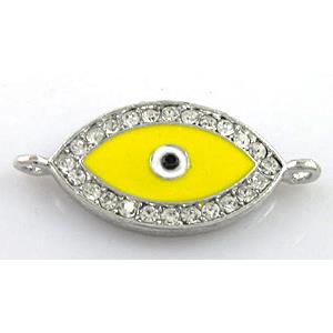 evil eye bracelet-bar, enamel alloy with Rhinestone, platinum plated, approx 16x35mm