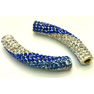 polymer clay paved rhinestone, curved sideways, 10x47mm, 4.5mm hole