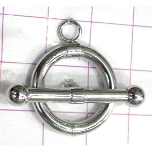 Copper toggle clasps, 20mm dia, stick: 30mm length, color code: F platinum