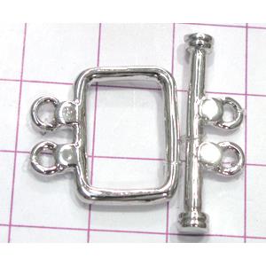 Copper toggle clasps, 18x20mm, stick: 28mm length, color code: F platinum