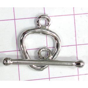 Copper toggle clasps, 15x20mm, stick: 28mm, color code: F platinum