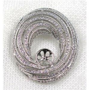 copper rebirth brooch paved zircon, platinum gold, approx 35-40mm