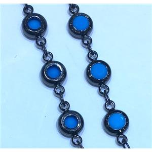 copper chain paved zircon, black plated, approx 4mm dia