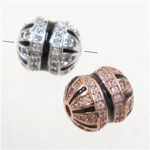 copper cucurbit beads paved zircon, mix color, approx 9x10.5mm