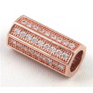 Zircon, bracelet spacer, copper tube bead, red copper, approx 8x15mm, 5mm hole