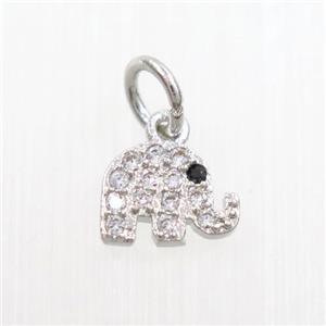 copper elephant pendants paved zircon, platinum plated, approx 5.5-7.5mm