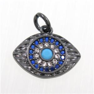 copper eye pendants paved zircon, black plated, approx 10.5-15mm