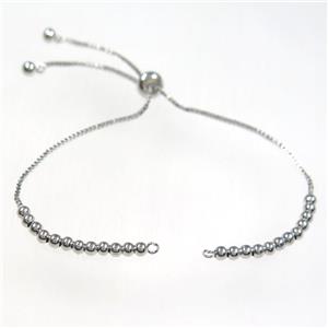 copper bracelet chain, platinum plated, approx 1mm, 3mm, 24cm length