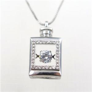 copper necklace pave zircon, platinum plated, approx 10-18mm, 0.6mm chain, 40cm length