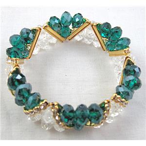 Chinese Crystal Glass Bracelet, rhinestone, stretchy, 60mm dia, bead:8mm