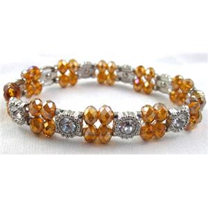 Stretchy Chinese Crystal glass Bracelet, approx 12mm wide, 7 inch(18cm) length